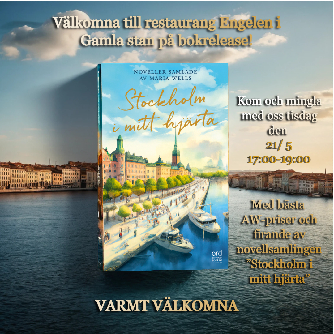 Sthlm release till sociala medier Bild på Novellantologin Stockholm i mitt hjärta som släpps den 21 maj. Av Maria Wells i samarbete med Ordberoende förlag. Författare bla Jeanette Niemi, Anette Swords, Titti Sjöblom, Alexandra Zazzimed förord av Malin Berghagen.